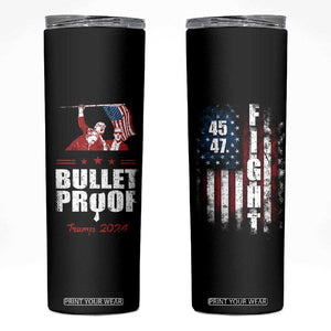 Trump 2024 Bulletproof Skinny Tumbler US President 45 47 America Flag TB09 Black Print Your Wear