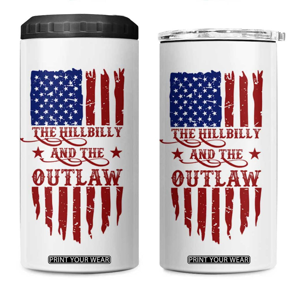 Outlaw Hillbilly 2024 4 in 1 Can Cooler Tumbler Vote For Trump Vance America Flag TB09 One Size: 16 oz White Print Your Wear