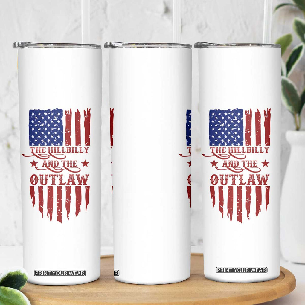 Outlaw Hillbilly 2024 Skinny Tumbler Vote For Trump Vance America Flag TB09 Print Your Wear