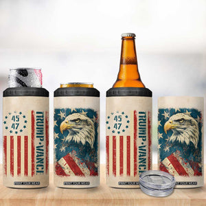 Trump Vance 2024 4 in 1 Can Cooler Tumbler US President 45 47 Eagle American Flag TB09 Print Your Wear