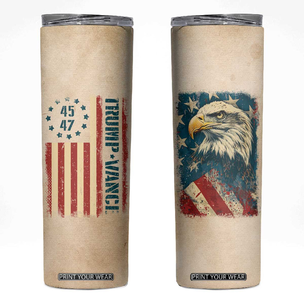 Trump Vance 2024 Skinny Tumbler US President 45 47 Eagle American Flag TB09 Old Paper Print Your Wear