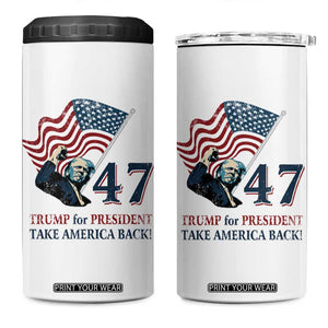 Trump 47 4 in 1 Can Cooler Tumbler Trump For President 2024 Take America Back TB09 One Size: 16 oz White Print Your Wear