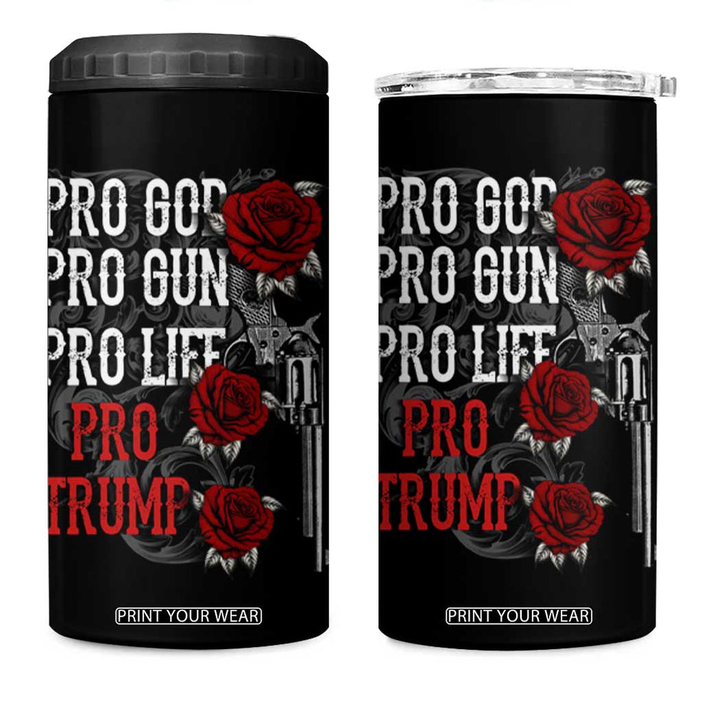 Trump Support 4 in 1 Can Cooler Tumbler Pro God Gun Life Pro Trump 2024 TB09 One Size: 16 oz Black Print Your Wear