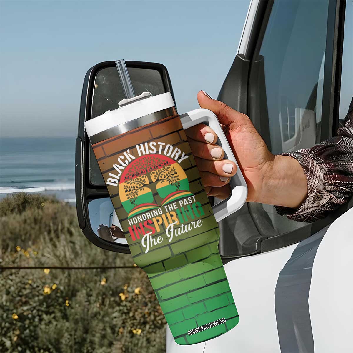 Black History Tumbler With Handle Learn It Live It Make It 365 Days A Year TB09 Print Your Wear