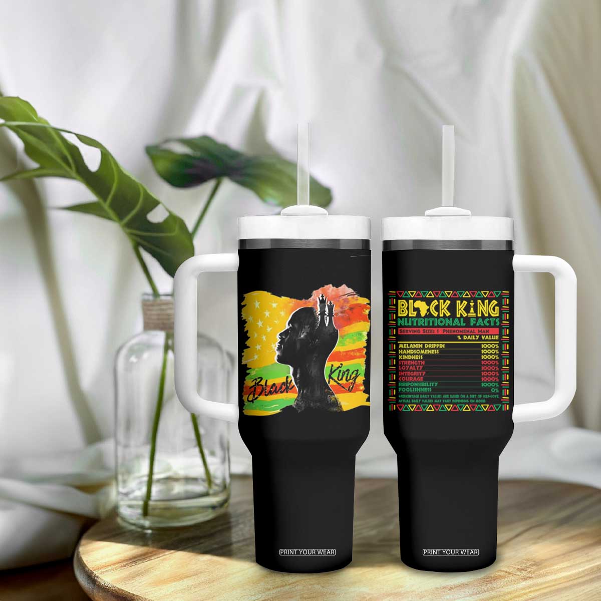 Black King Tumbler With Handle African American Man Pride Gift for Him TB09 Print Your Wear