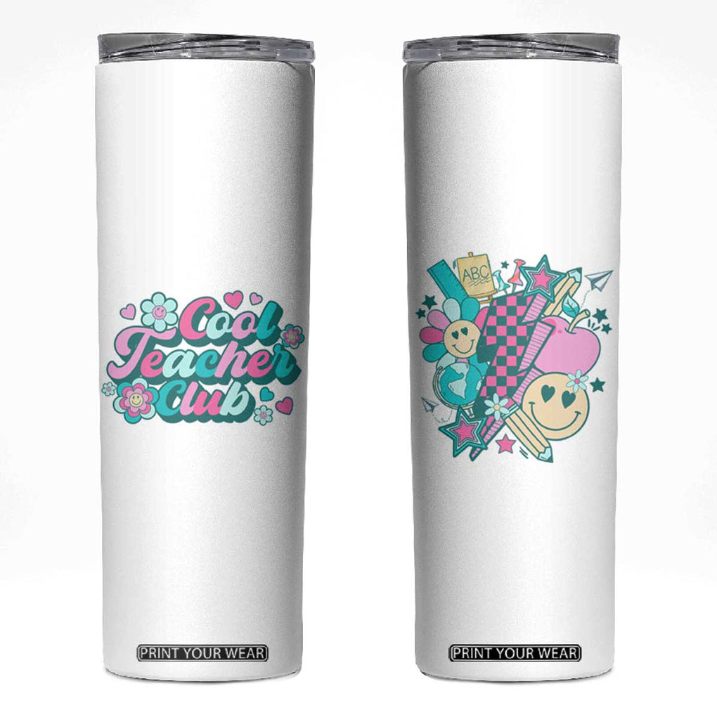 Cool Teacher Club Retro Groovy Skinny Tumbler TB09 White Print Your Wear