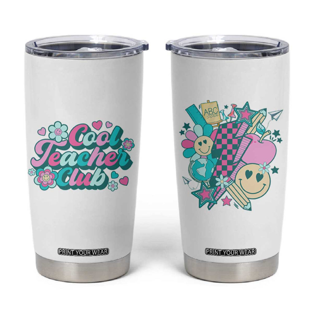 Cool Teacher Club Retro Groovy Tumbler Cup TB09 White Print Your Wear