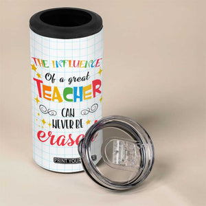 Teacher 4 in 1 Can Cooler Tumbler The Influence Of A Great Teacher Can Never Be Erased TB09 Print Your Wear