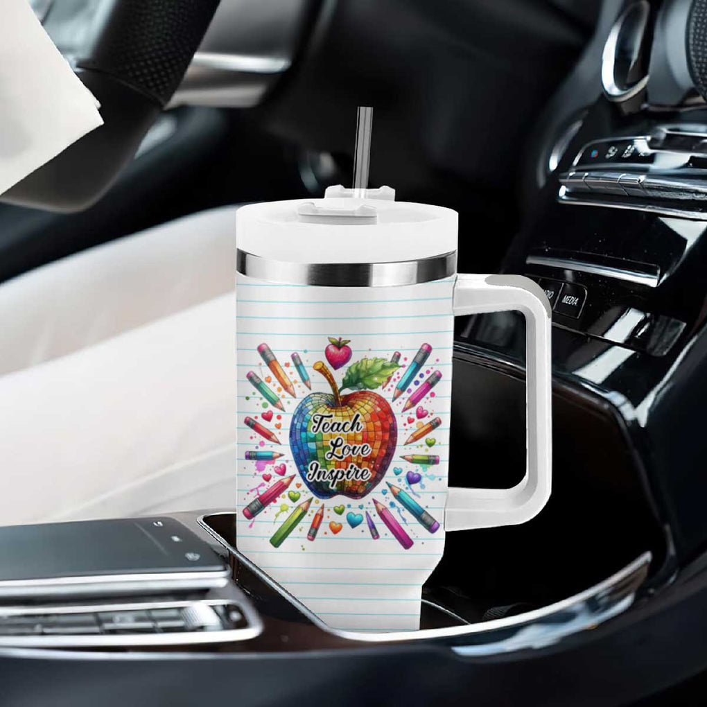 Teacher Life Tumbler With Handle Teach Love Inspire Back To School TB09 Print Your Wear