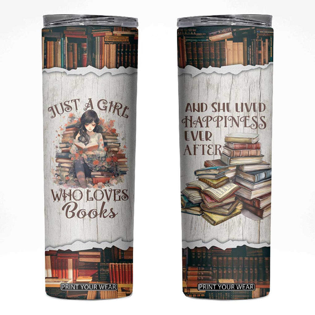 Book Lover Skinny Tumbler Just A Girl Who Loves Books TB09 Beige Print Your Wear