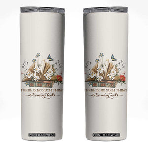 Book Lover Skinny Tumbler There Is No Such Thing As Too Many Books TB09 Beige Print Your Wear