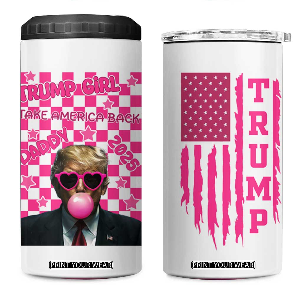 Trump Girl 4 in 1 Can Cooler Tumbler Pink Trump Take America Back Patriotic TB09 One Size: 16 oz White Print Your Wear