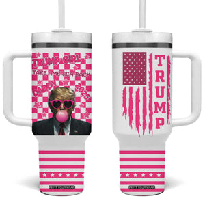 Trump Girl Tumbler With Handle Pink Trump Take America Back Patriotic TB09 One Size: 40 oz White Print Your Wear