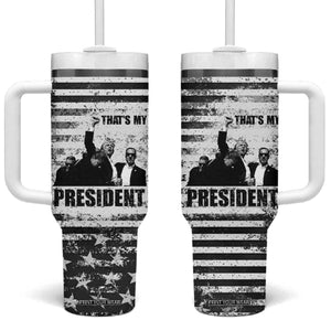 Trump 2024 Tumbler With Handle That's My President Trump Raise Fist American Patriotic TB09 One Size: 40 oz American Flag Print Your Wear