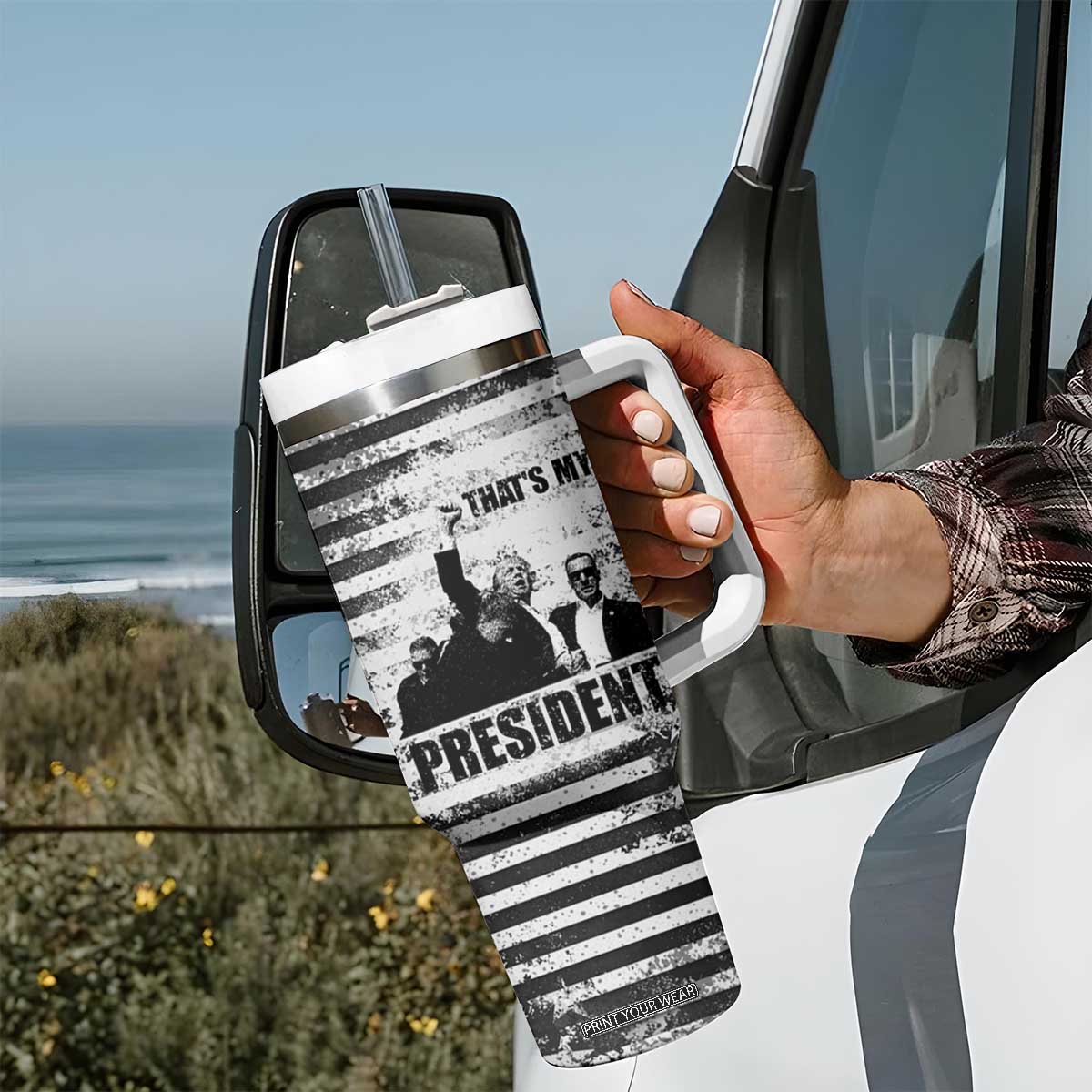 Trump 2024 Tumbler With Handle That's My President Trump Raise Fist American Patriotic TB09 Print Your Wear