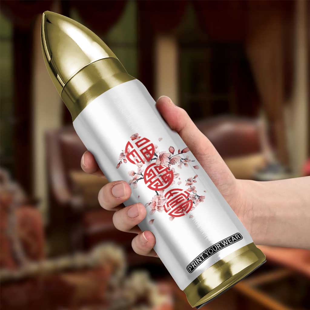 Year Of The Snake 2025 Bullet Tumbler Lu Fu Shou Chinese New Year Snake Cherry Blossom TB09 Print Your Wear