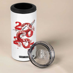 Year Of The Snake 2025 4 in 1 Can Cooler Tumbler Lu Fu Shou Chinese New Year Snake Cherry Blossom TB09 Print Your Wear