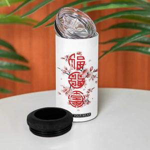 Year Of The Snake 2025 4 in 1 Can Cooler Tumbler Lu Fu Shou Chinese New Year Snake Cherry Blossom TB09 Print Your Wear