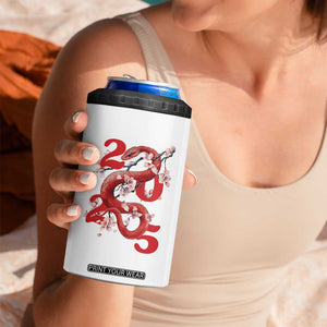 Year Of The Snake 2025 4 in 1 Can Cooler Tumbler Lu Fu Shou Chinese New Year Snake Cherry Blossom TB09 Print Your Wear