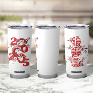 Year Of The Snake 2025 Tumbler Cup Lu Fu Shou Chinese New Year Snake Cherry Blossom TB09 Print Your Wear