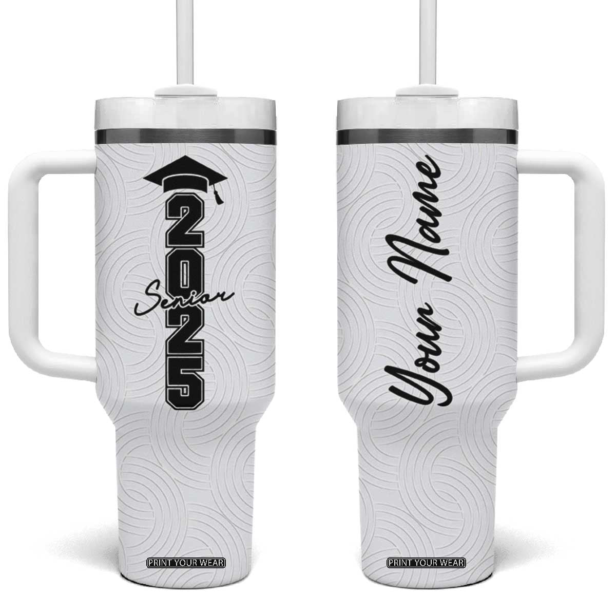 Personalized Graduation Gifts Tumbler With Handle Custom Name Seniors 2025 TB09 One Size: 40 oz White Print Your Wear