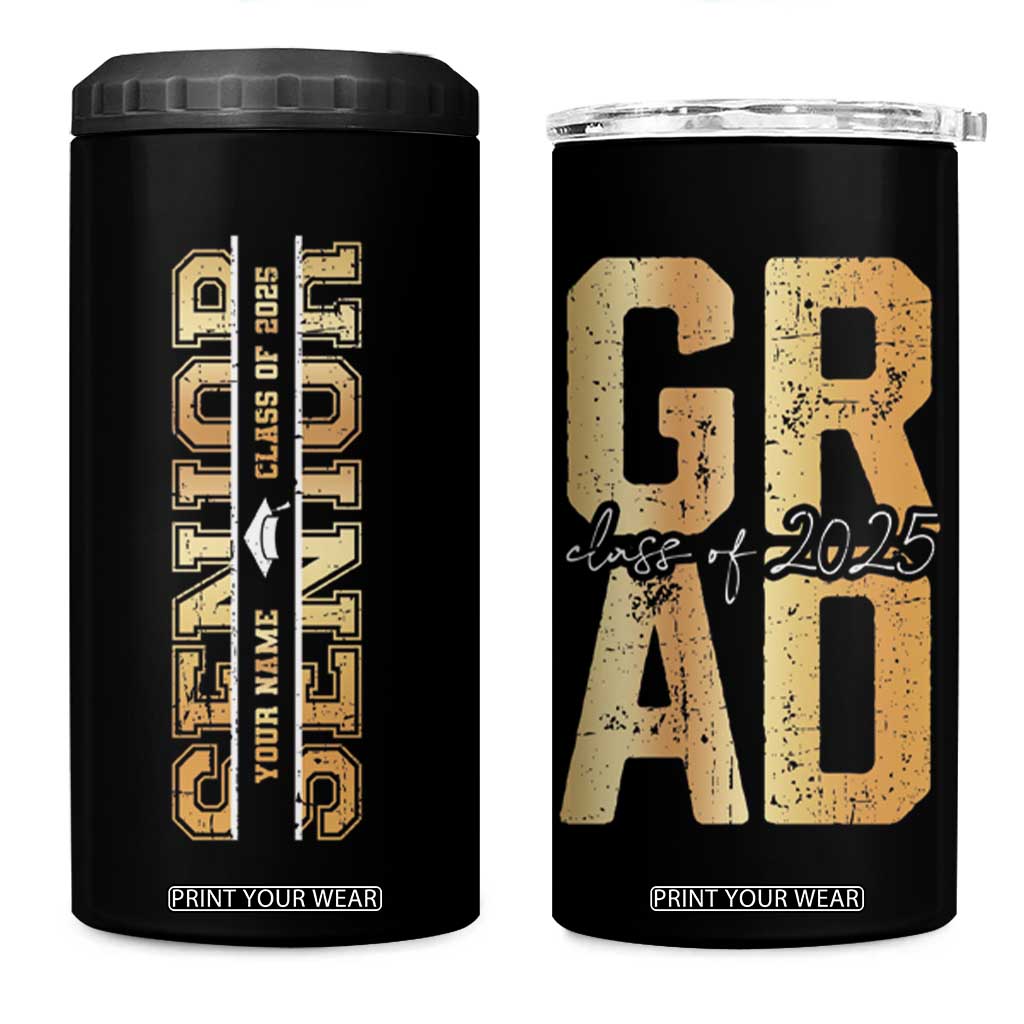 Personalized Graduation Gifts For Senior 4 in 1 Can Cooler Tumbler Custom Name Seniors Class Of 2025 TB09 One Size: 16 oz Black Print Your Wear