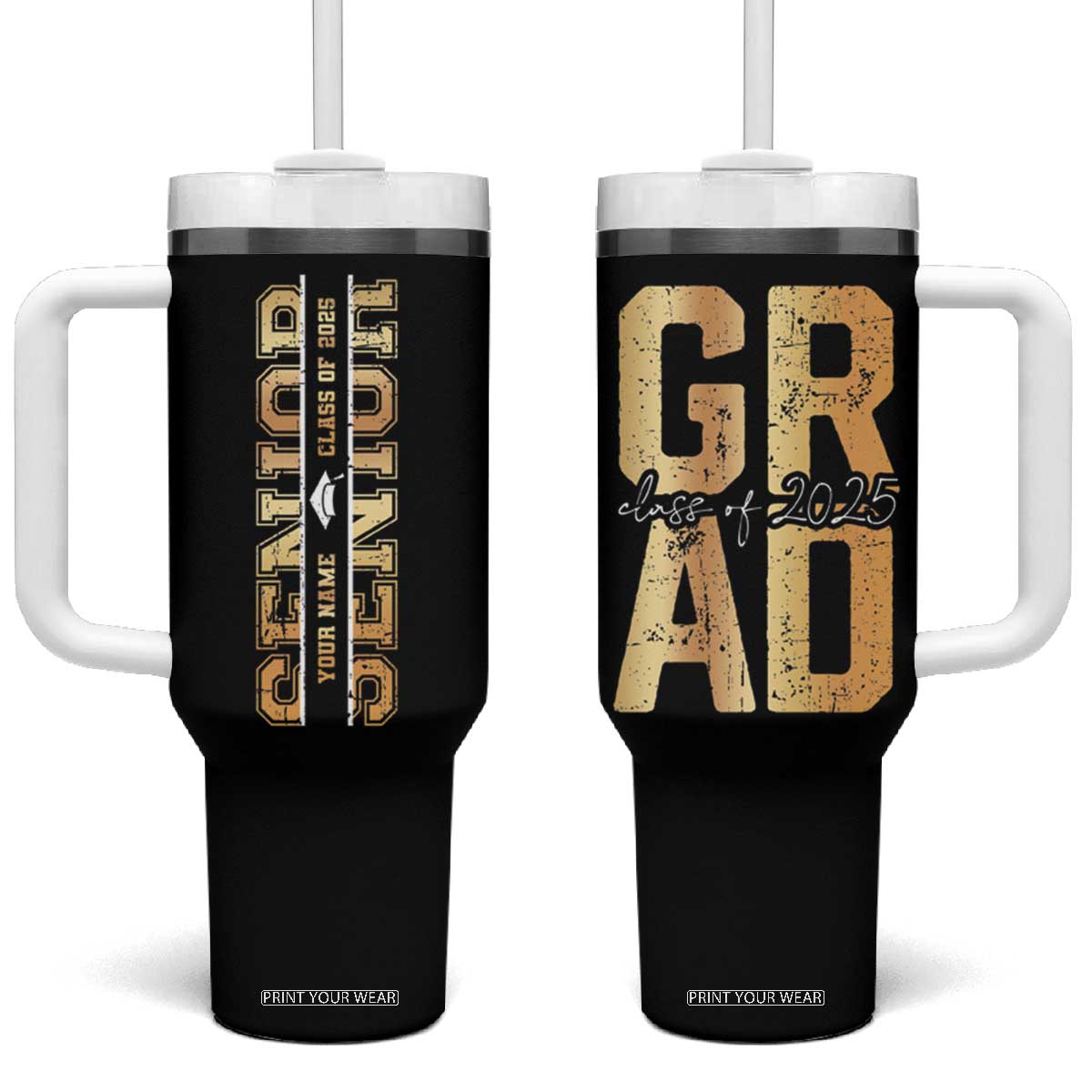 Personalized Graduation Gifts For Senior Tumbler With Handle Custom Name Seniors Class Of 2025 TB09 One Size: 40 oz Black Print Your Wear