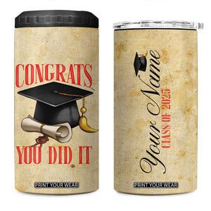 Personalized Graduation Gifts 4 in 1 Can Cooler Tumbler Custom Name Congrats You Did It Class Of 2025 TB09 One Size: 16 oz Vintage Print Your Wear