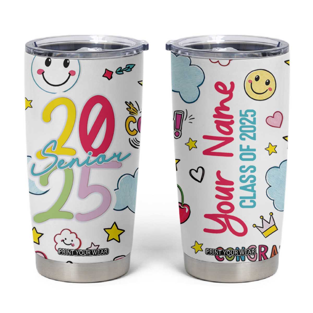 Personalized Graduation Gifts Tumbler Cup Custom Name Cute Seniors Class Of 2025 TB09 Cute Print Your Wear