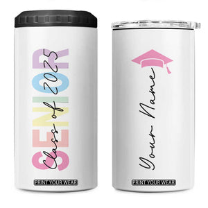 Personalized Graduation Gifts For Senior 4 in 1 Can Cooler Tumbler Custom Name Class Of 2025 TB09 One Size: 16 oz White Print Your Wear