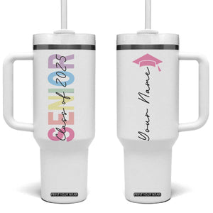 Personalized Graduation Gifts For Senior Tumbler With Handle Custom Name Class Of 2025 TB09 One Size: 40 oz White Print Your Wear