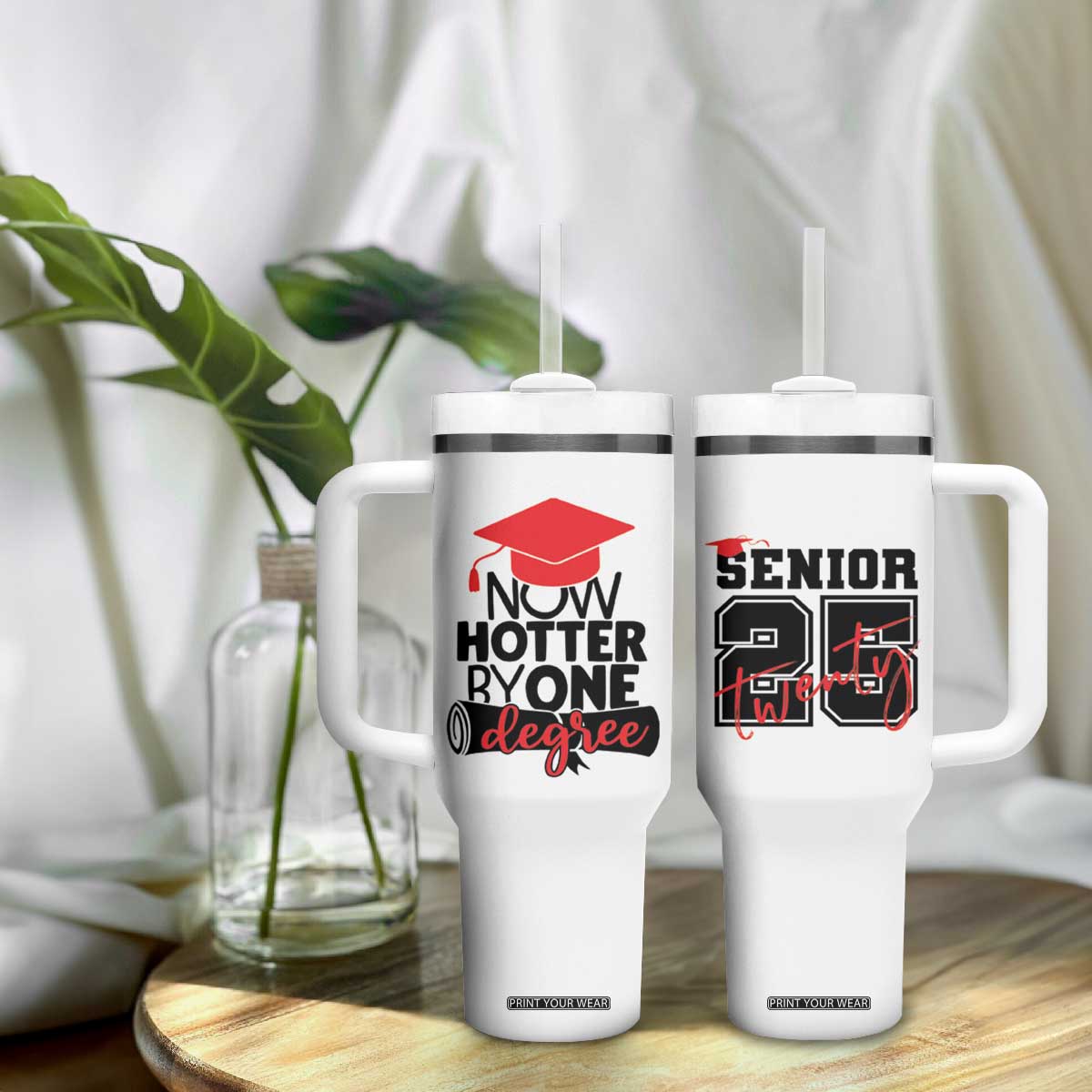 Funny Graduation Gifts Tumbler With Handle Now Hotter By One Degree Retro