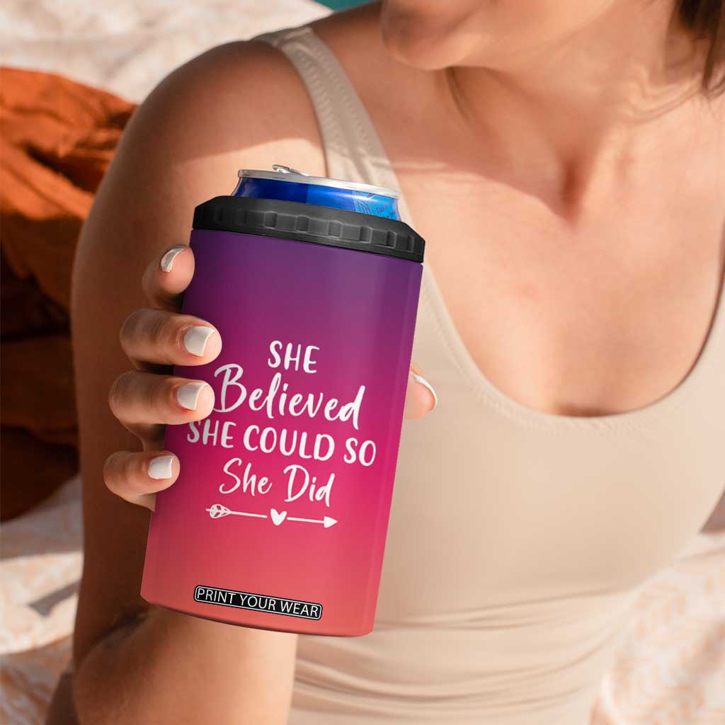 Personalized Graduation Gifts For Her 4 in 1 Can Cooler Tumbler Custom Name She Believed She Could So She Did Seniors Class Of 2025 TB09 Print Your Wear