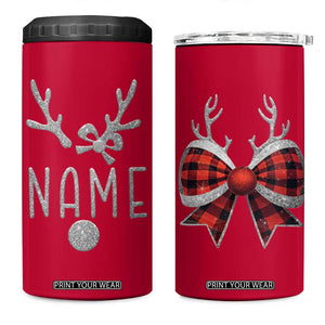 Personalized Christmas 4 in 1 Can Cooler Tumbler Custom Name Cute Reindeer Girly Bow TB09 One Size: 16 oz Red Print Your Wear