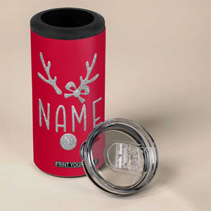 Personalized Christmas 4 in 1 Can Cooler Tumbler Custom Name Cute Reindeer Girly Bow TB09 Print Your Wear