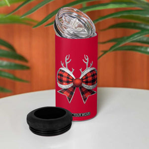 Personalized Christmas 4 in 1 Can Cooler Tumbler Custom Name Cute Reindeer Girly Bow TB09 Print Your Wear