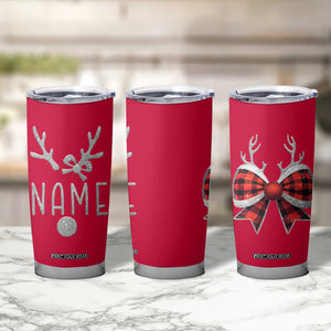 Personalized Christmas Tumbler Cup Custom Name Cute Reindeer Girly Bow TB09 Print Your Wear