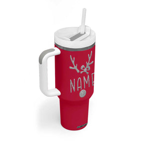 Personalized Christmas Tumbler With Handle Custom Name Cute Reindeer Girly Bow TB09 Print Your Wear