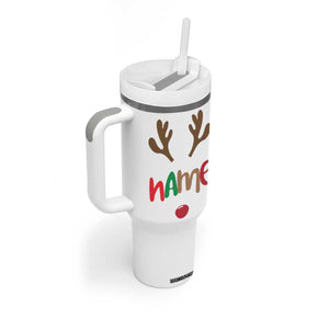 Personalized Christmas Tumbler With Handle Custom Name Ho Ho Ho Santa Reindeer Elf TB09 Print Your Wear