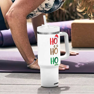 Personalized Christmas Tumbler With Handle Custom Name Ho Ho Ho Santa Reindeer Elf TB09 Print Your Wear