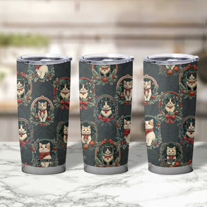 Christmas Cat Tumbler Cup Vintage Kitten Victorian Royal Holly Wreath TB09 Print Your Wear