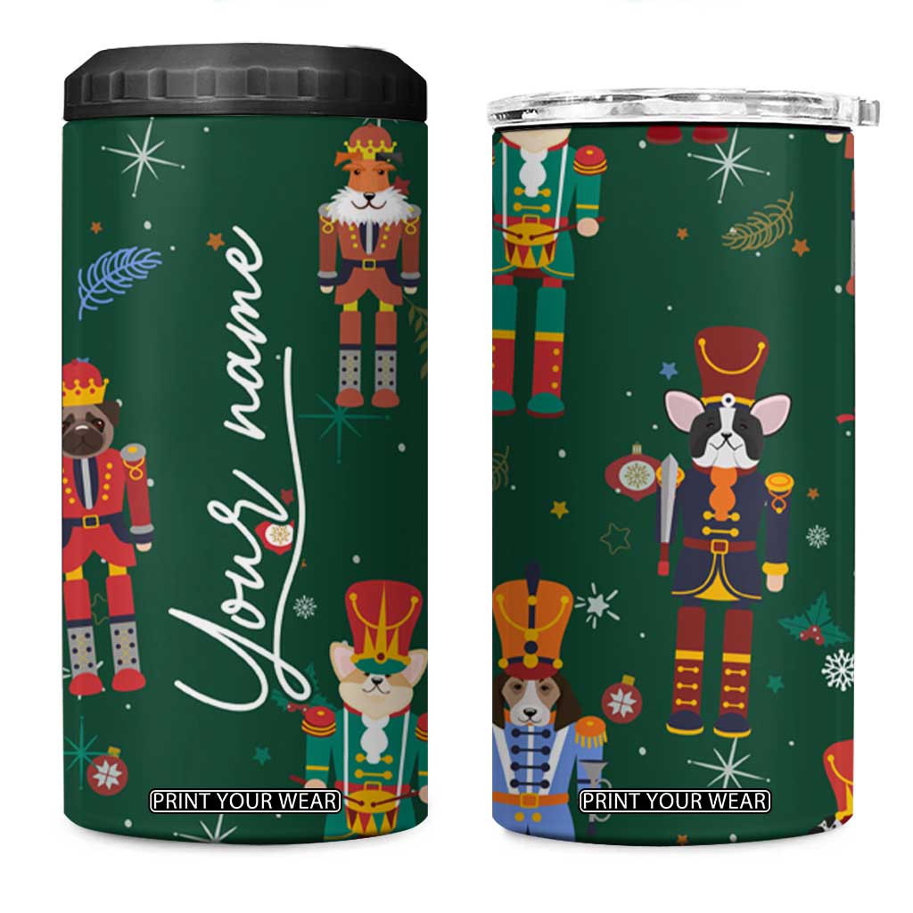 Personalized Christmas Nutcracker 4 in 1 Can Cooler Tumbler Custom Name Funny Nutcracker Dog TB09 One Size: 16 oz Green Print Your Wear