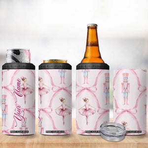 Personalized Christmas Nutcracker Ballerina 4 in 1 Can Cooler Tumbler Custom Name Coquette Ballet Nutcracker TB09 Print Your Wear