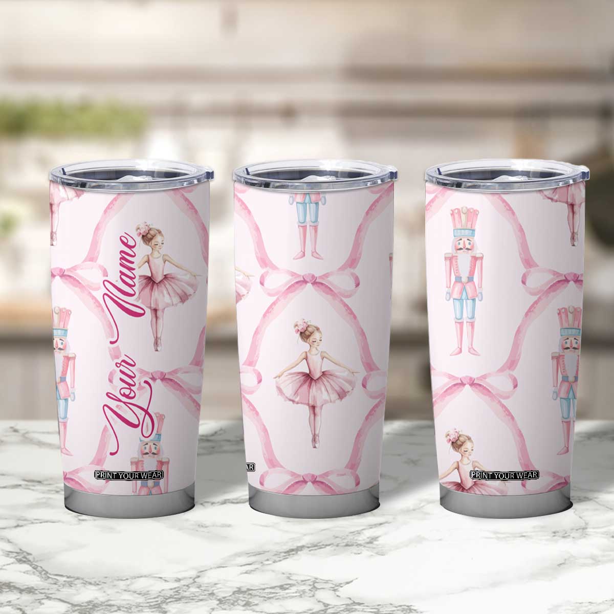 Personalized Christmas Nutcracker Ballerina Tumbler Cup Custom Name Coquette Ballet Nutcracker TB09 Print Your Wear