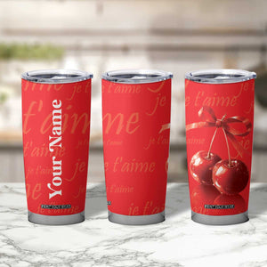 Personalized Coquette Christmas Tumbler Cup Custom Name Cherry Bow Je T'aime TB09 Print Your Wear