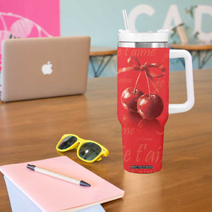 Personalized Coquette Christmas Tumbler With Handle Custom Name Cherry Bow Je T'aime TB09 Print Your Wear