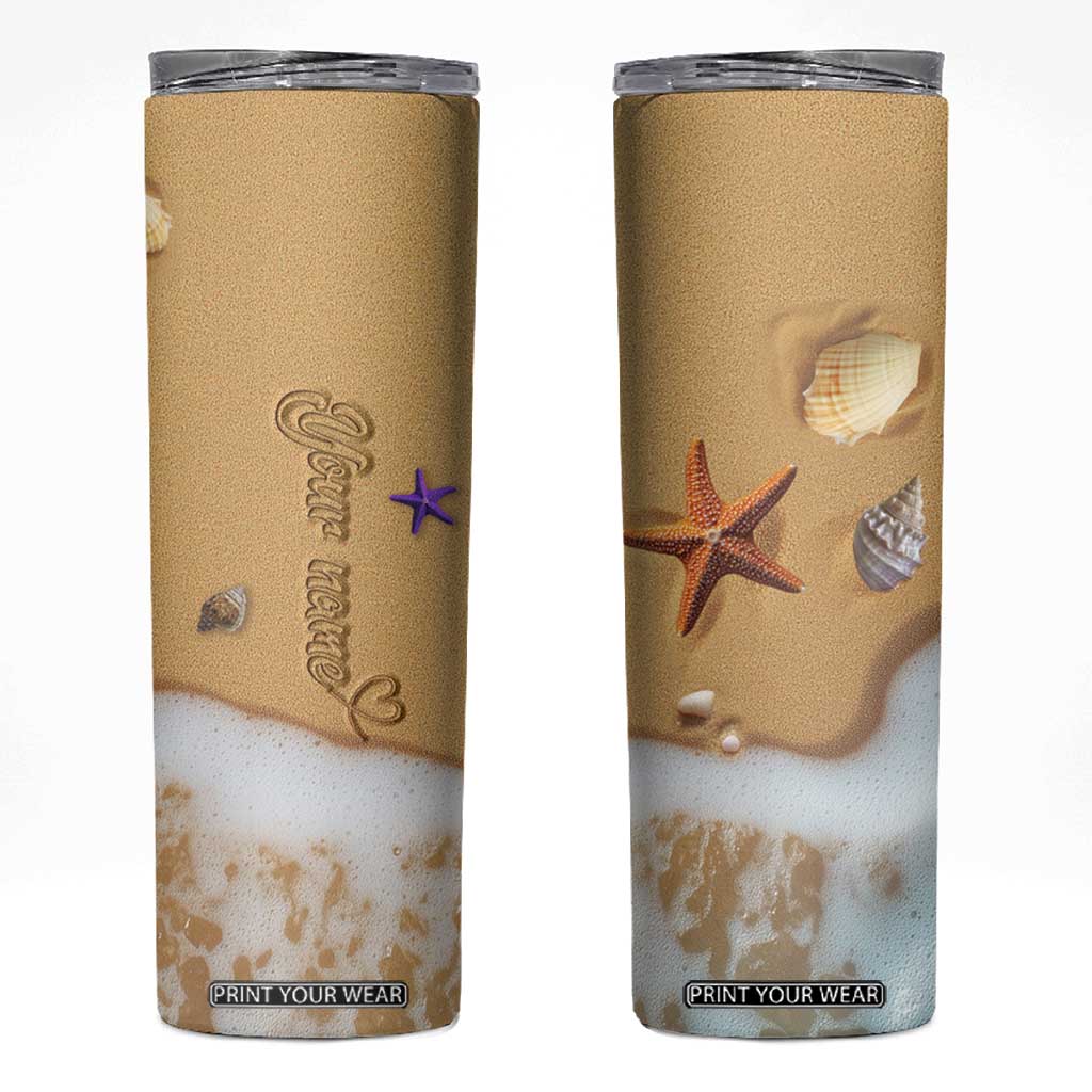 Personalized Beach Skinny Tumbler Custom Name Beach Trip Vacation TB09 Sand Print Your Wear