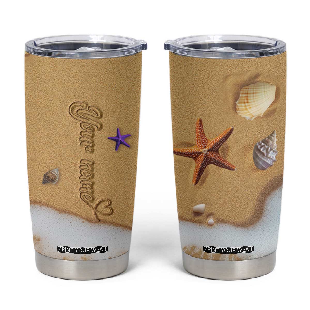 Personalized Beach Tumbler Cup Custom Name Beach Trip Vacation TB09 Sand Print Your Wear