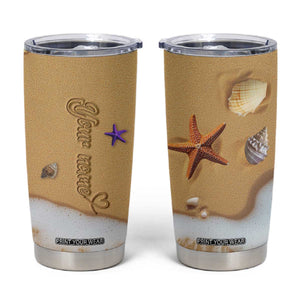 Personalized Beach Tumbler Cup Custom Name Beach Trip Vacation TB09 Sand Print Your Wear