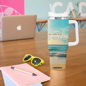 Personalized Beach Tumbler With Handle Custom Name Life Is Better At Beach Trip Vacation TB09 Print Your Wear